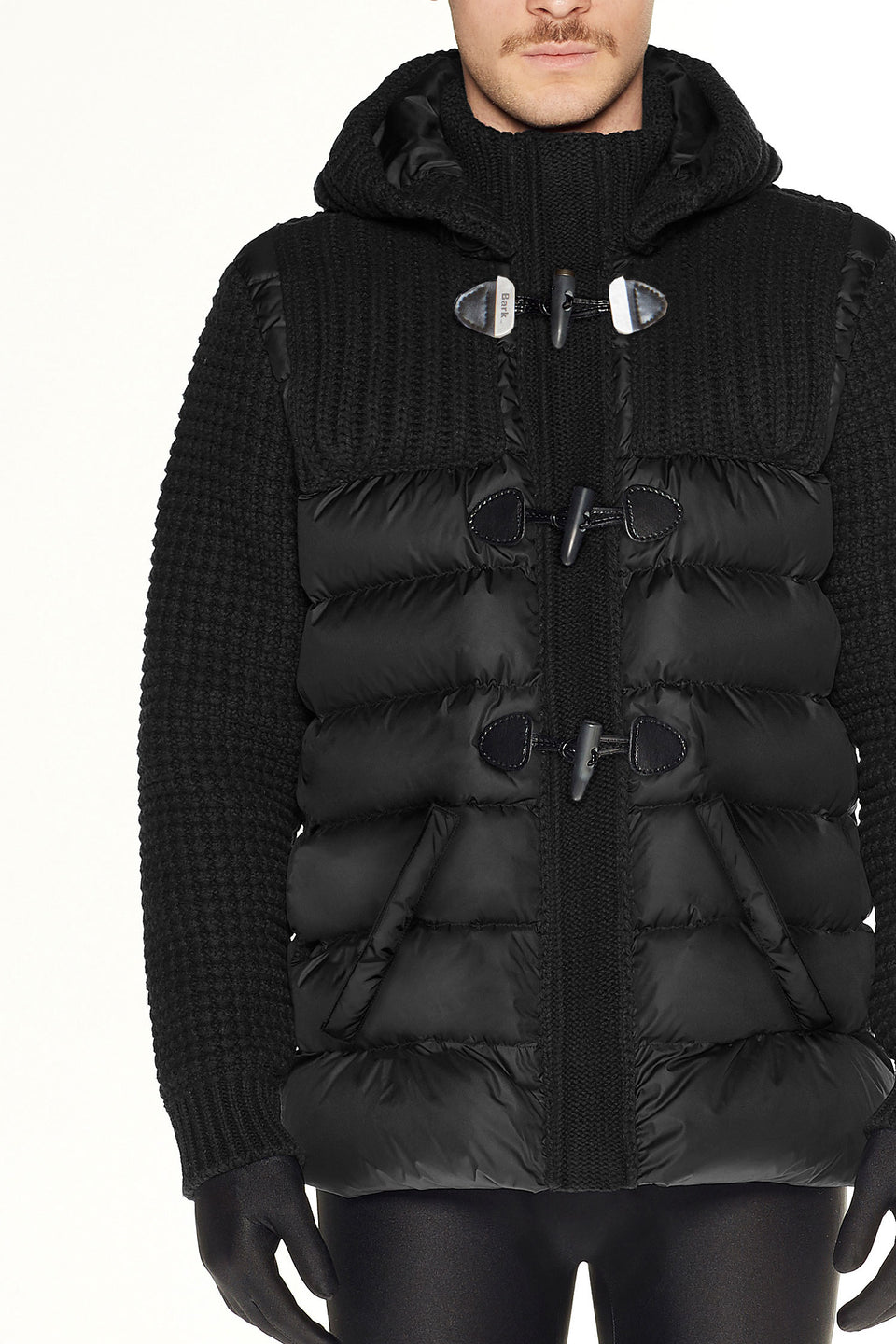 Short Down Duffle Coat With Zip Pockets Black