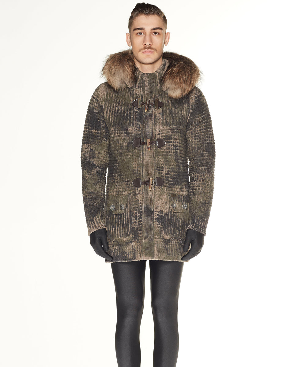 12B8034- SHORT DUFFLE COAT WITH CAMOUFLAGE