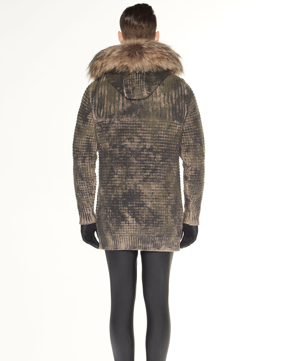 12B8034- SHORT DUFFLE COAT WITH CAMOUFLAGE