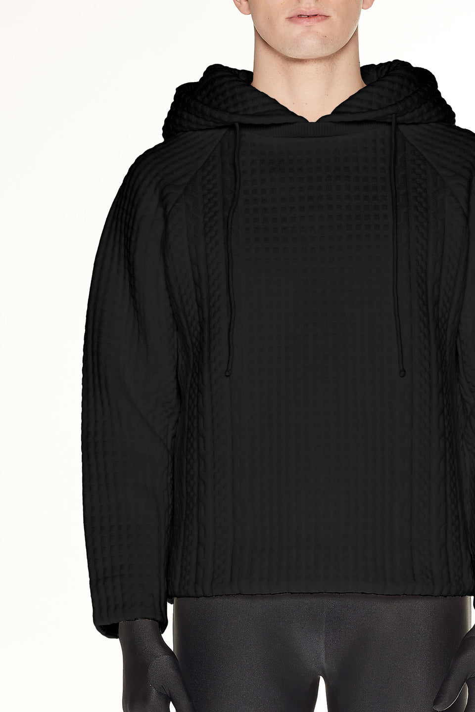 Felpa in maglia con cappuccio Black