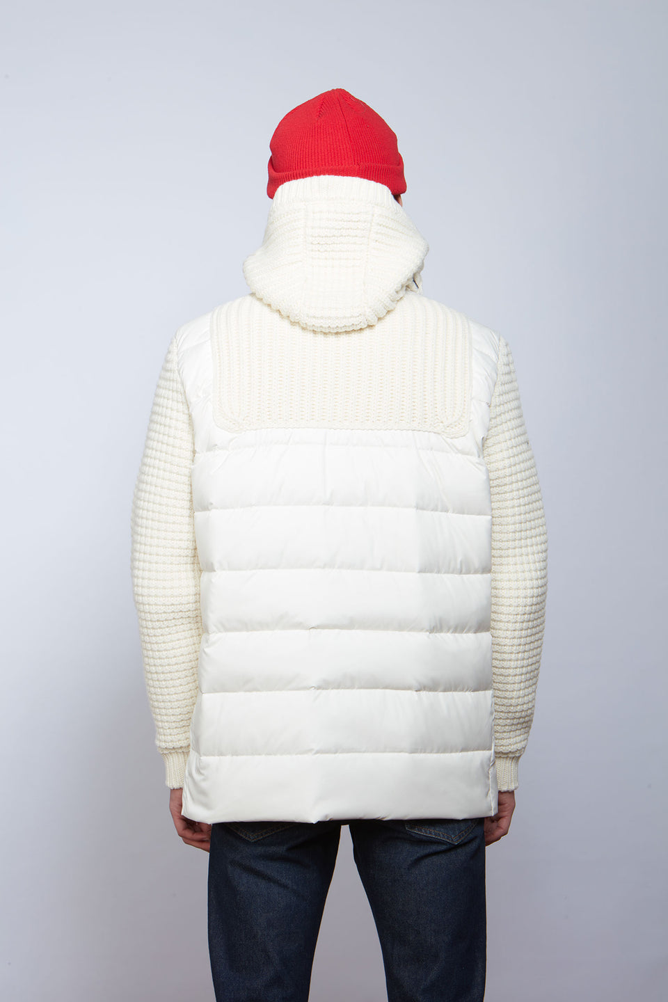 Short Down Duffle Coat With Zip Pockets Off White